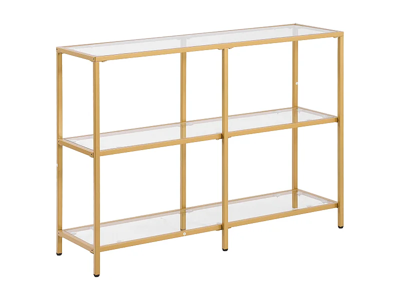 Tavolo Console SucceBuy in Vetro a 3 Livelli, Tavolino Rettangolare Moderno con Ripiani in Vetro Temperato, Struttura in Ferro, Ideale per Ingresso