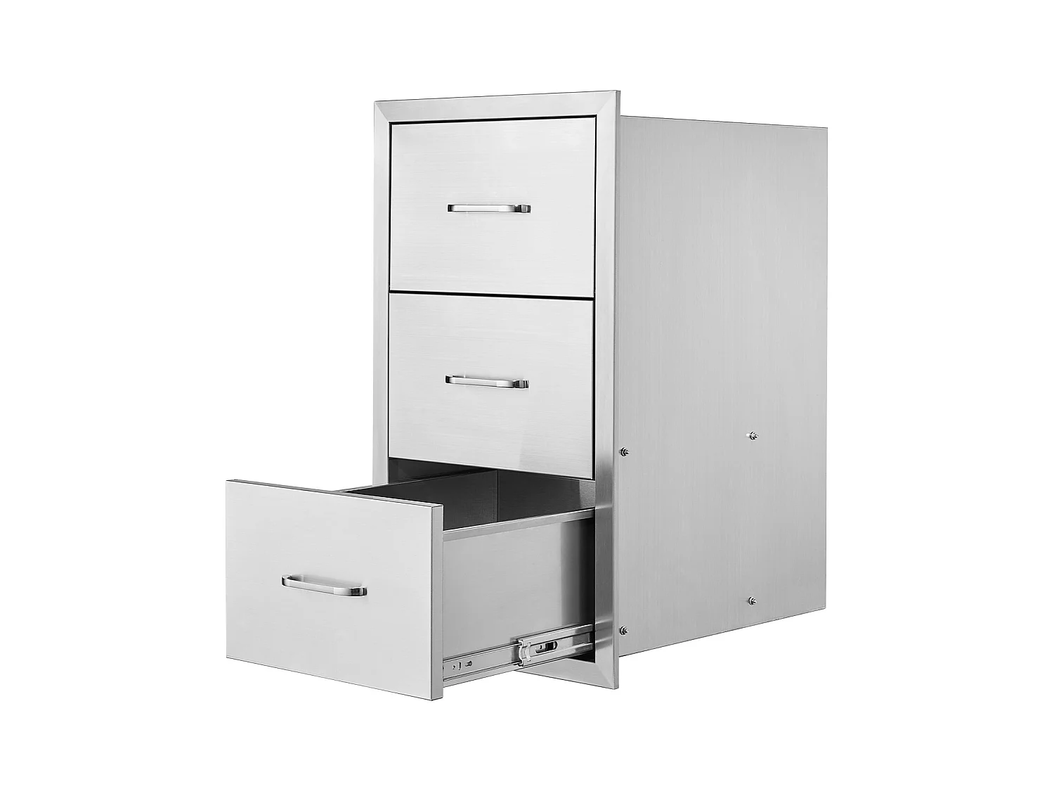 Tiroirs de Cuisine SucceBuy d'Extérieur en Acier Inoxydable, Ensemble de Trois Tiroirs 47 x 57 x 57cm avec Poignée, Idéal pour Îlots de Barbecue