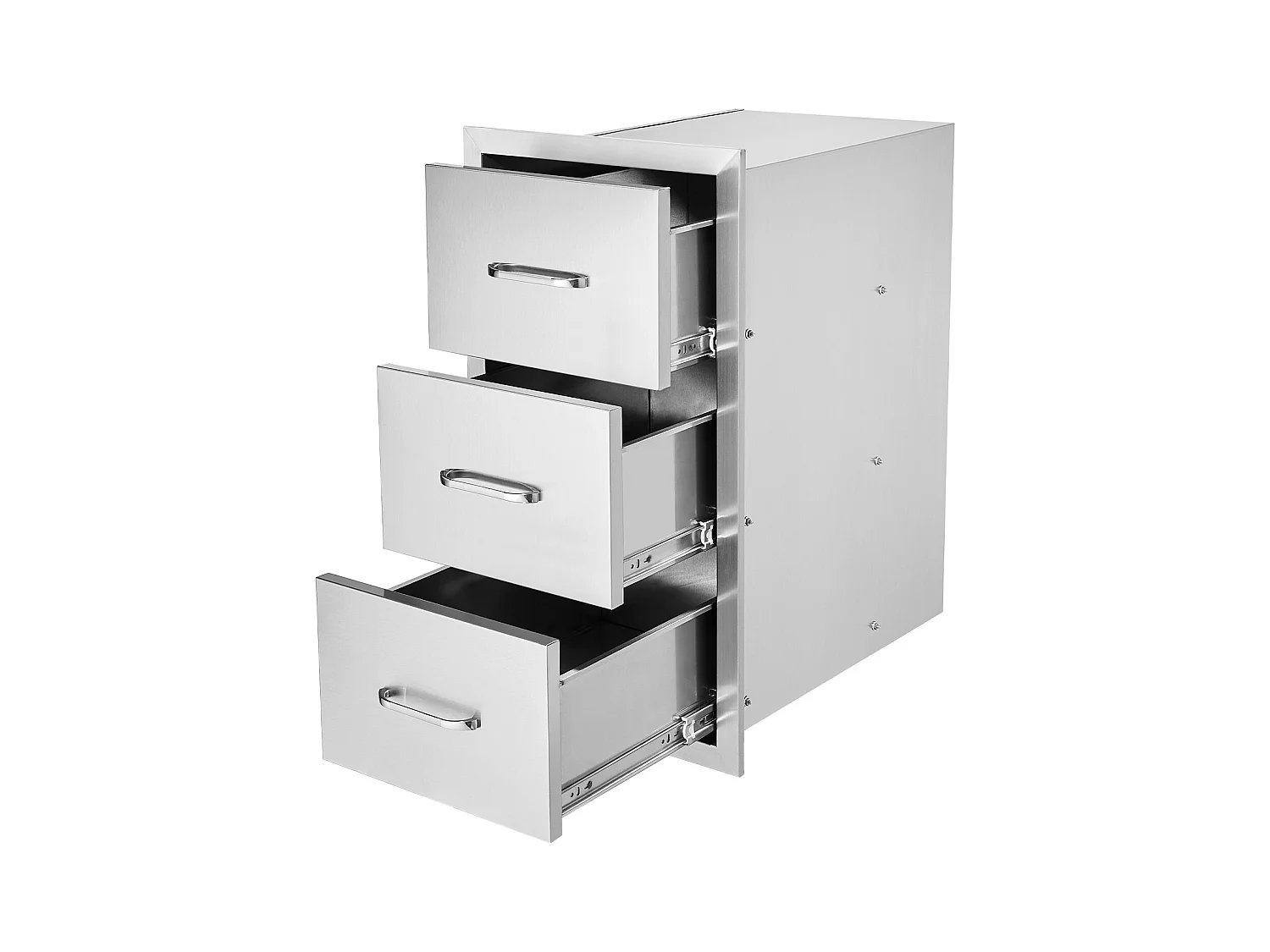 Tiroirs de Cuisine SucceBuy d'Extérieur en Acier Inoxydable, Ensemble de Trois Tiroirs 47 x 57 x 57cm avec Poignée, Idéal pour Îlots de Barbecue