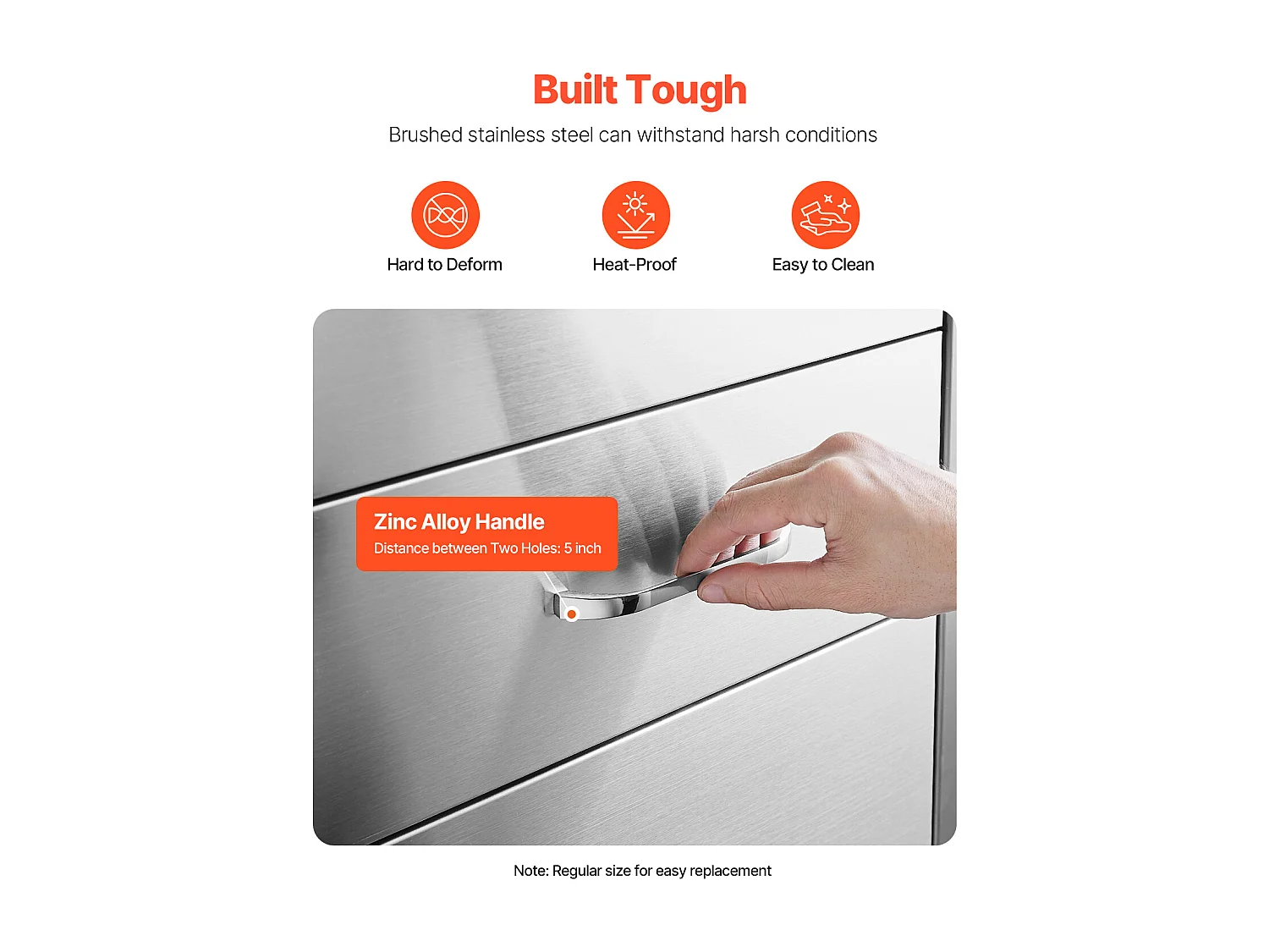 Tiroirs de Cuisine SucceBuy d'Extérieur en Acier Inoxydable, Ensemble de Trois Tiroirs 47 x 57 x 57cm avec Poignée, Idéal pour Îlots de Barbecue