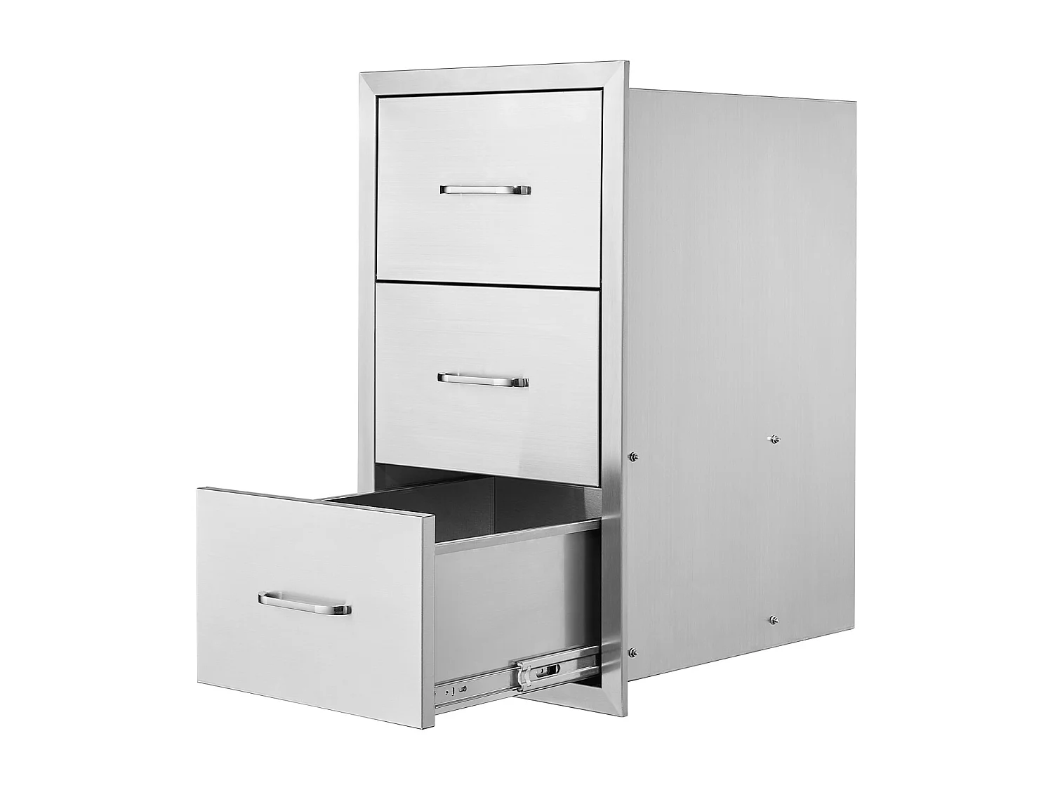 Tiroirs de Cuisine SucceBuy d'Extérieur en Acier Inoxydable, Ensemble de Trois Tiroirs 47 x 57 x 57cm avec Poignée, Idéal pour Îlots de Barbecue