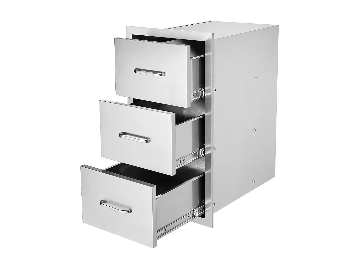 Tiroirs de Cuisine SucceBuy d'Extérieur en Acier Inoxydable, Ensemble de Trois Tiroirs 47 x 57 x 57cm avec Poignée, Idéal pour Îlots de Barbecue