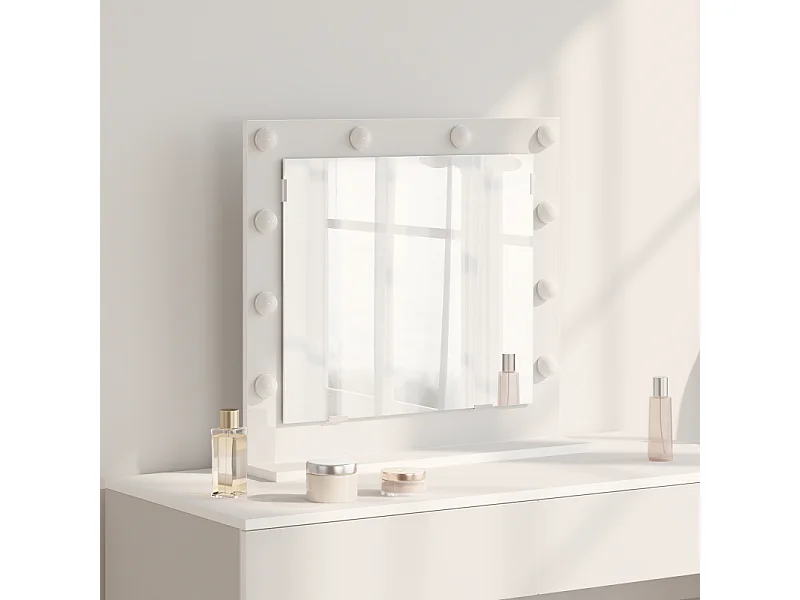 Miroir de maquillage avec éclairage LED Blanc 60x55x18 cm