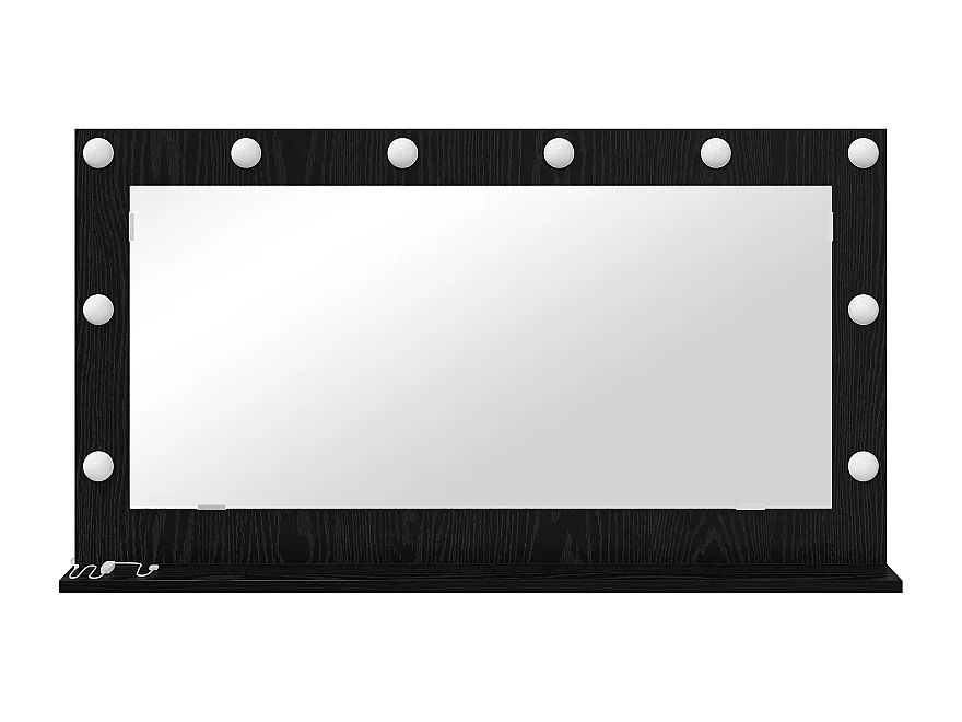 Miroir de coiffeuse avec lumières LED Chêne noir 100x55x18 cm