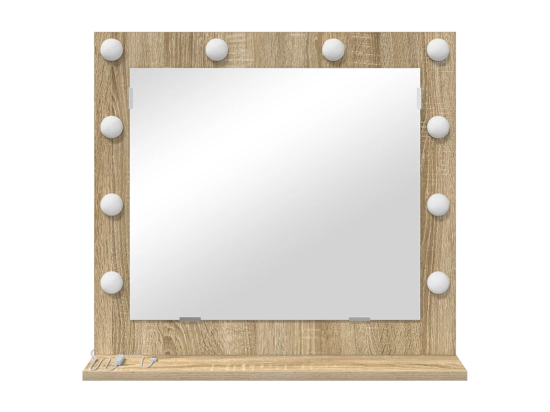 Miroir de vanité avec lumières LED Chêne Sonoma 60x55x18 cm