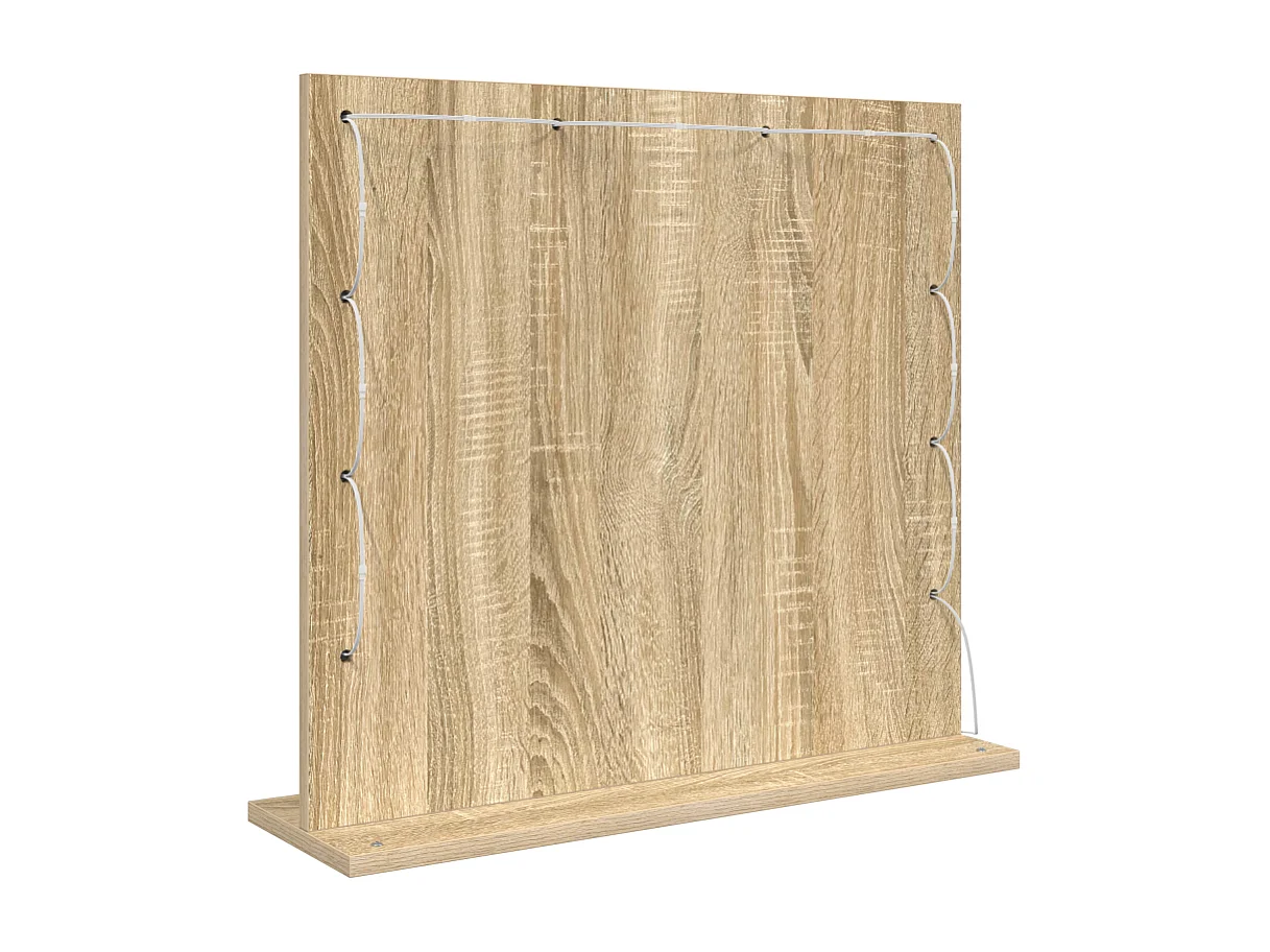 Miroir de vanité avec lumières LED Chêne Sonoma 60x55x18 cm