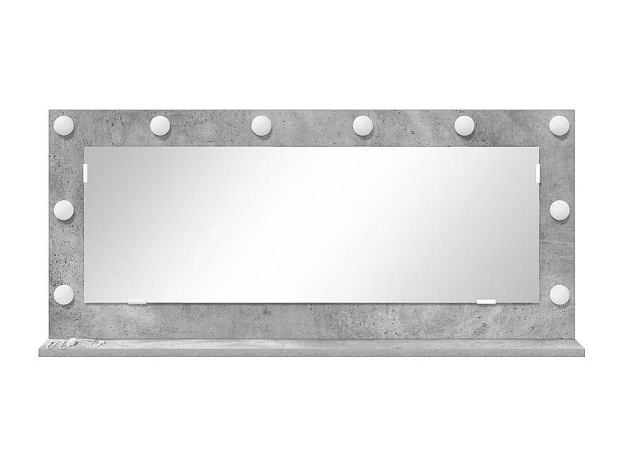 Miroir de maquillage avec lumières LED Gris béton 100x45x18 cm