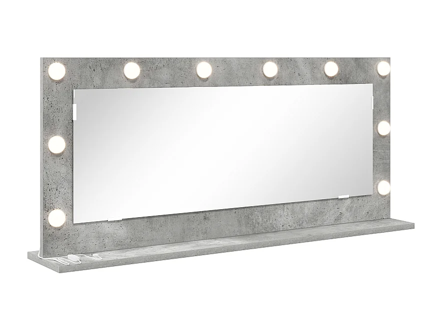 Miroir de maquillage avec lumières LED Gris béton 100x45x18 cm