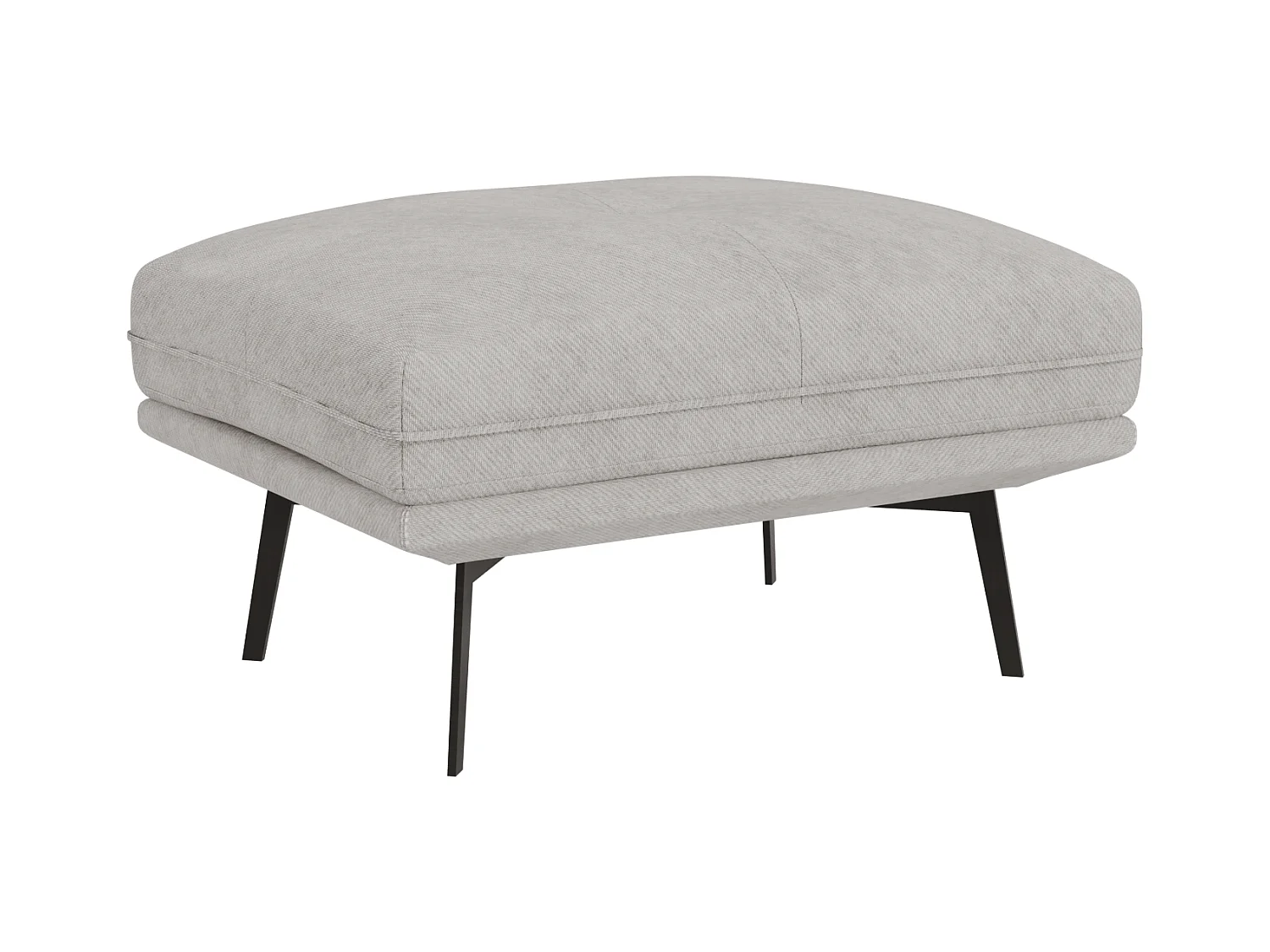 Pouf moderne avec hauts pieds en métal noir, en tissu velours gris clair Haga
