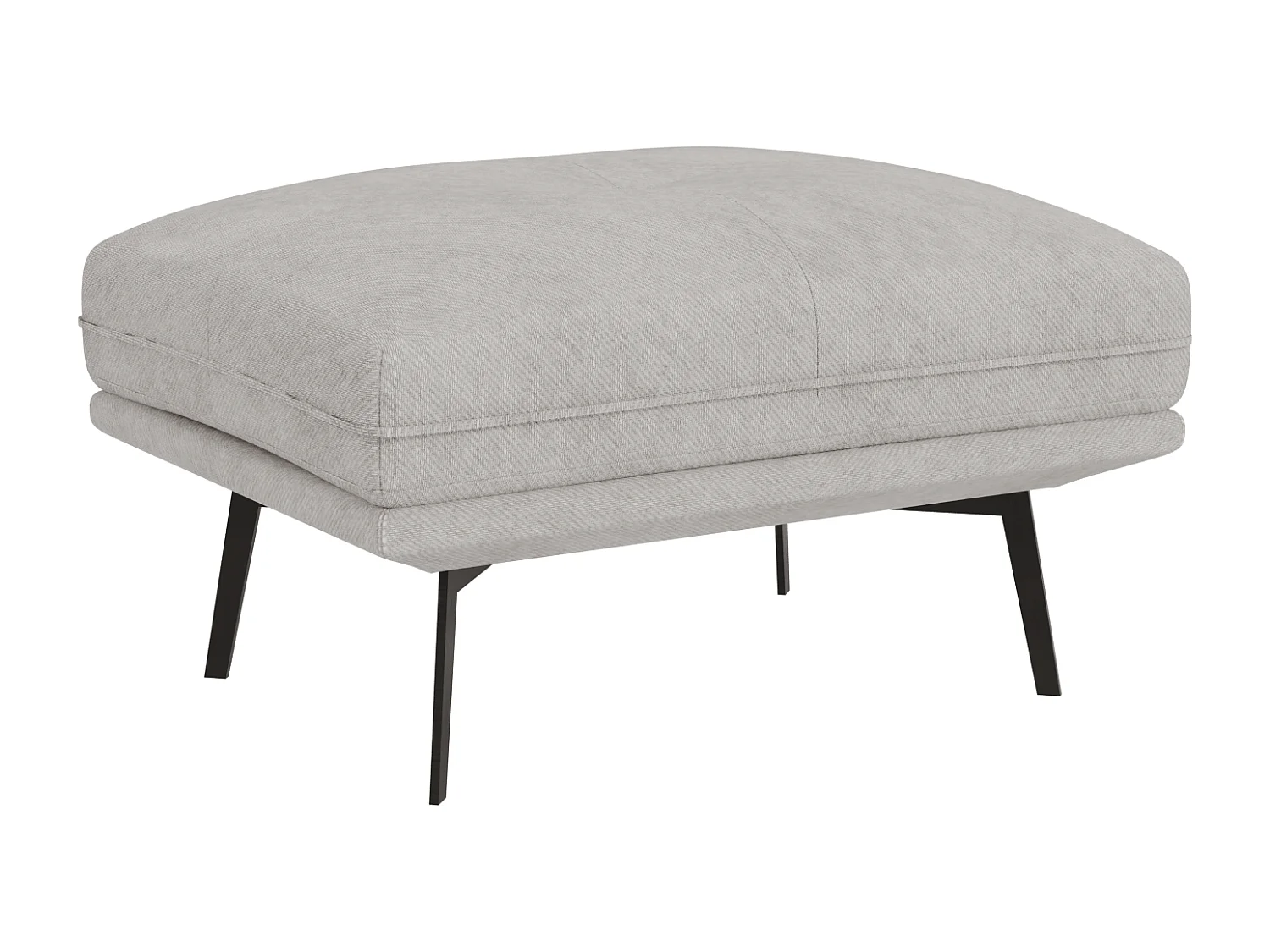 Pouf moderne avec hauts pieds en métal noir, en tissu velours gris clair Haga