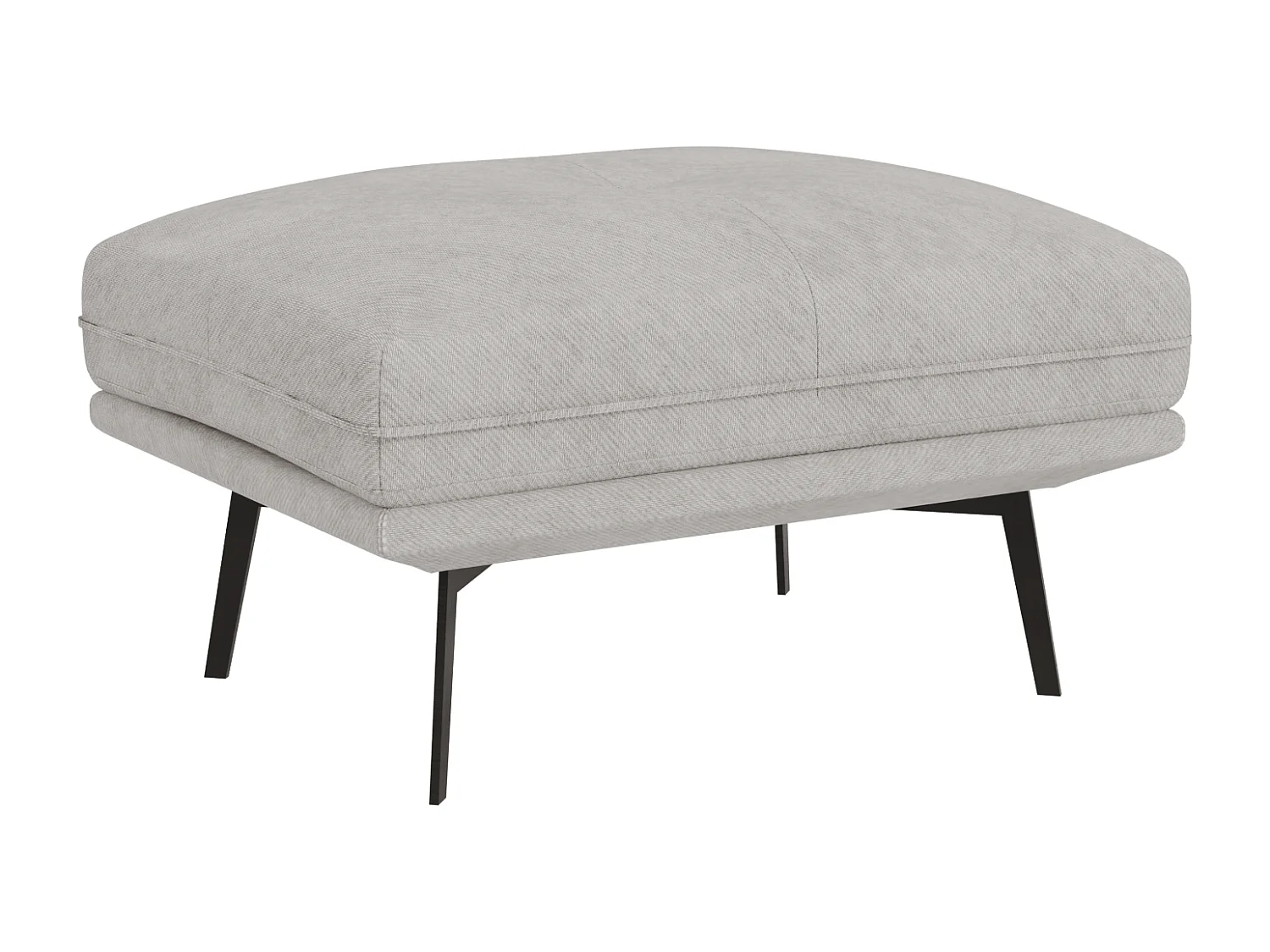 Pouf moderne avec hauts pieds en métal noir, en tissu velours gris clair Haga