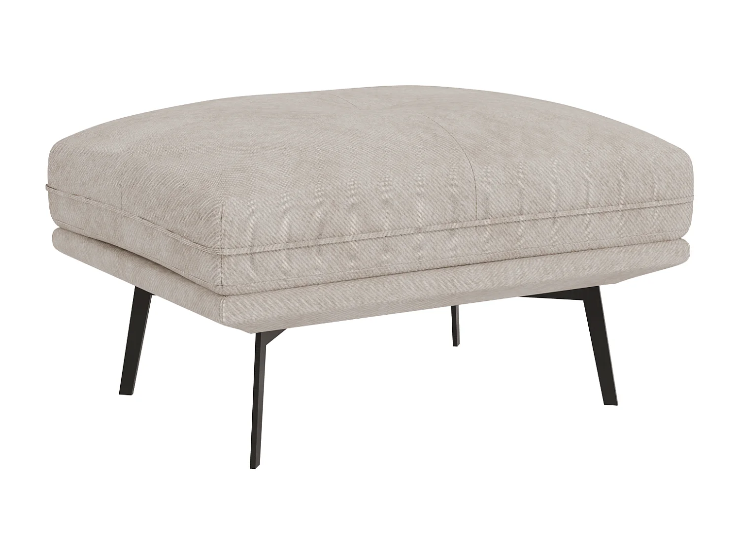 Pouf moderne avec hauts pieds en métal noir, en tissu velours beige Haga