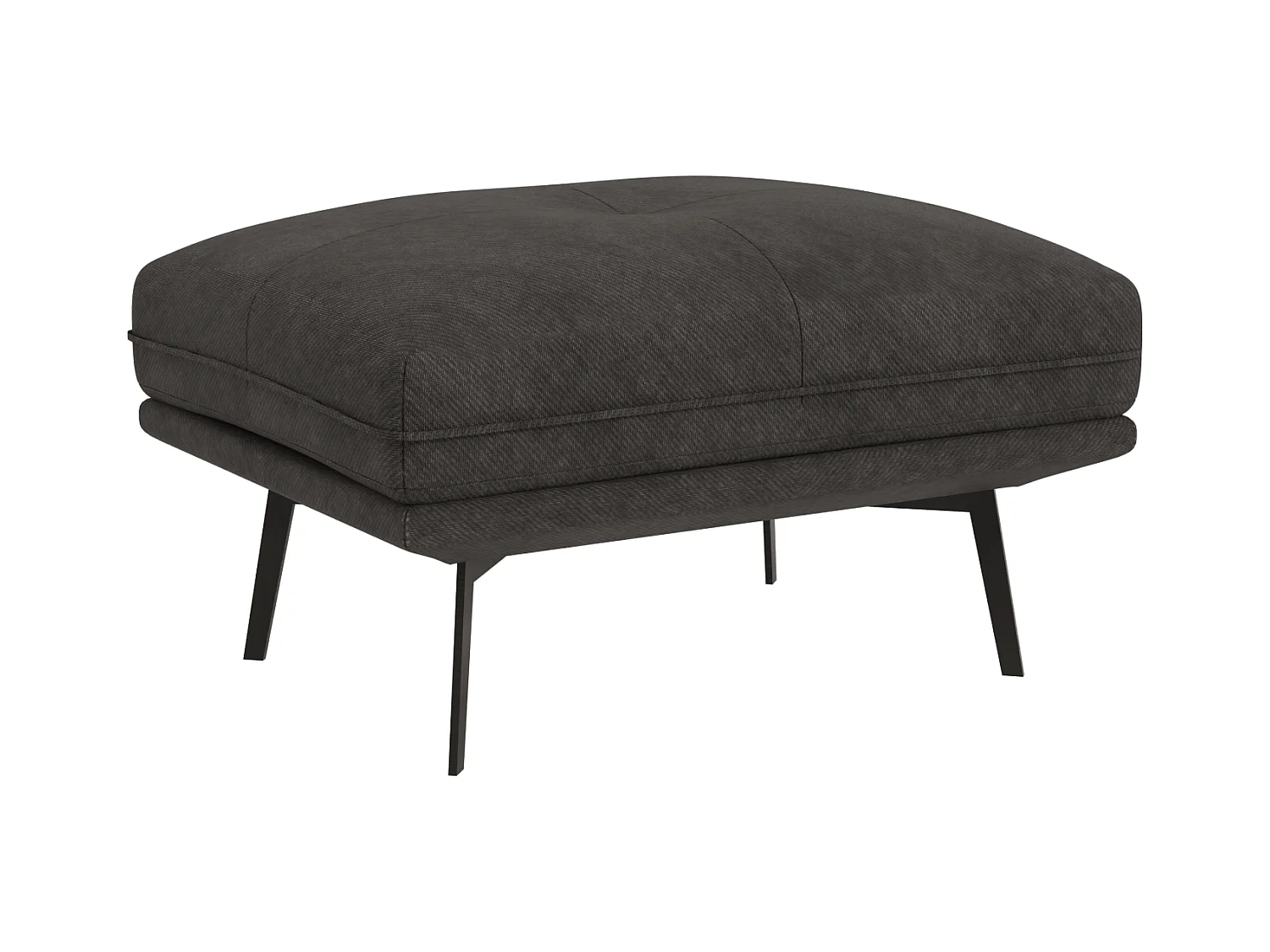 Pouf moderne avec hauts pieds en métal noir, en tissu velours noir Haga