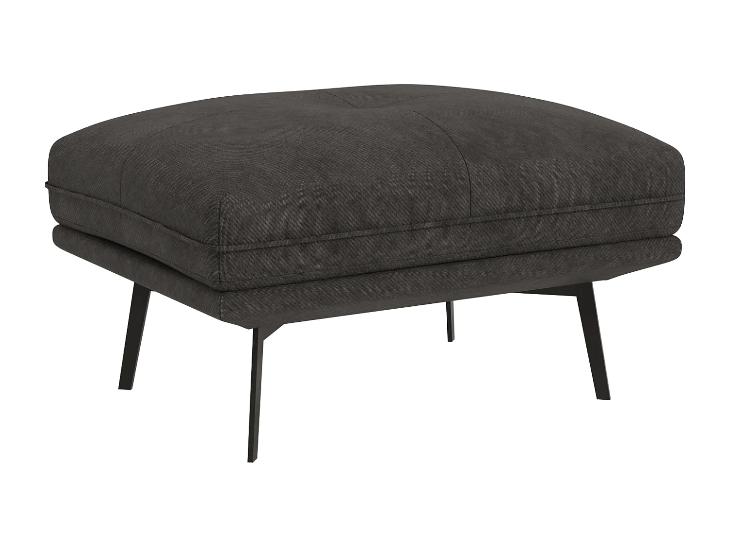 Pouf moderne avec hauts pieds en métal noir, en tissu velours noir Haga