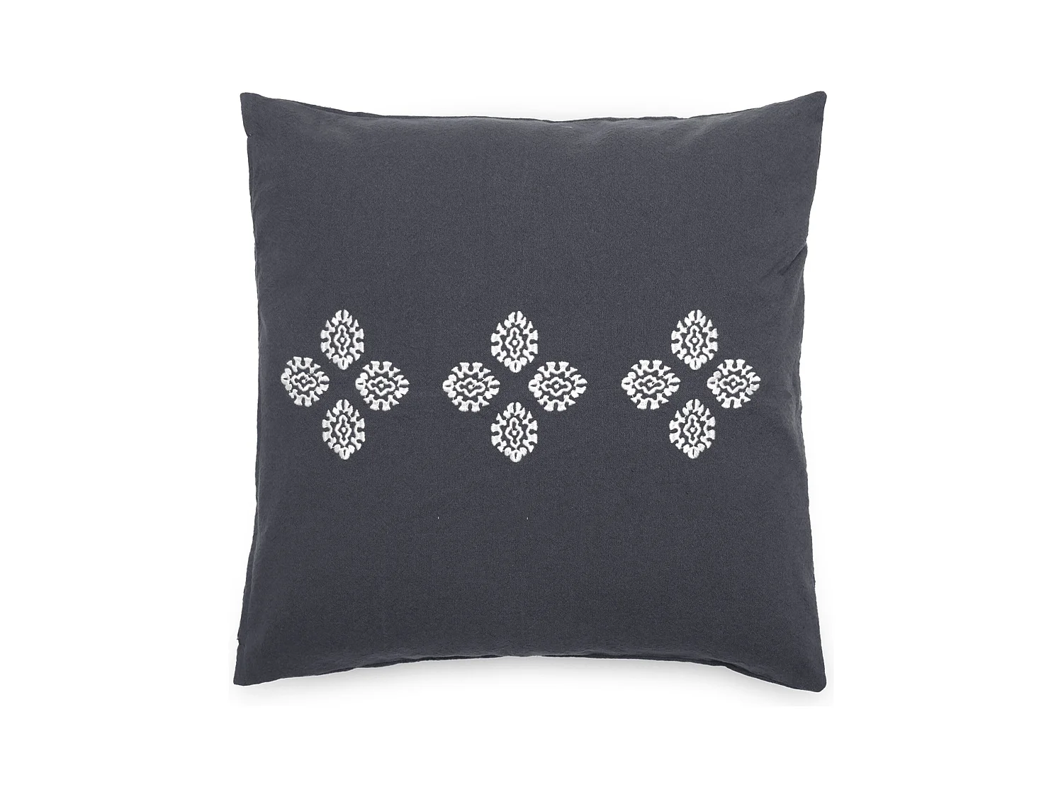 Housse de coussin pur coton teint lavé 45x45 cm BANDANAS noir caviar