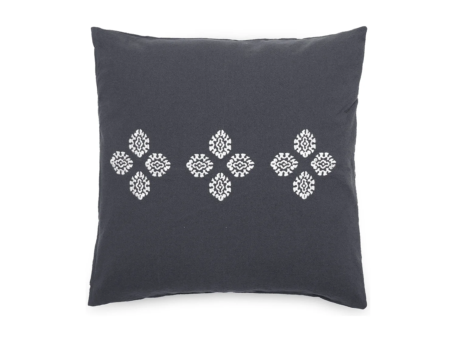 Housse de coussin pur coton teint lavé 45x45 cm BANDANAS noir caviar