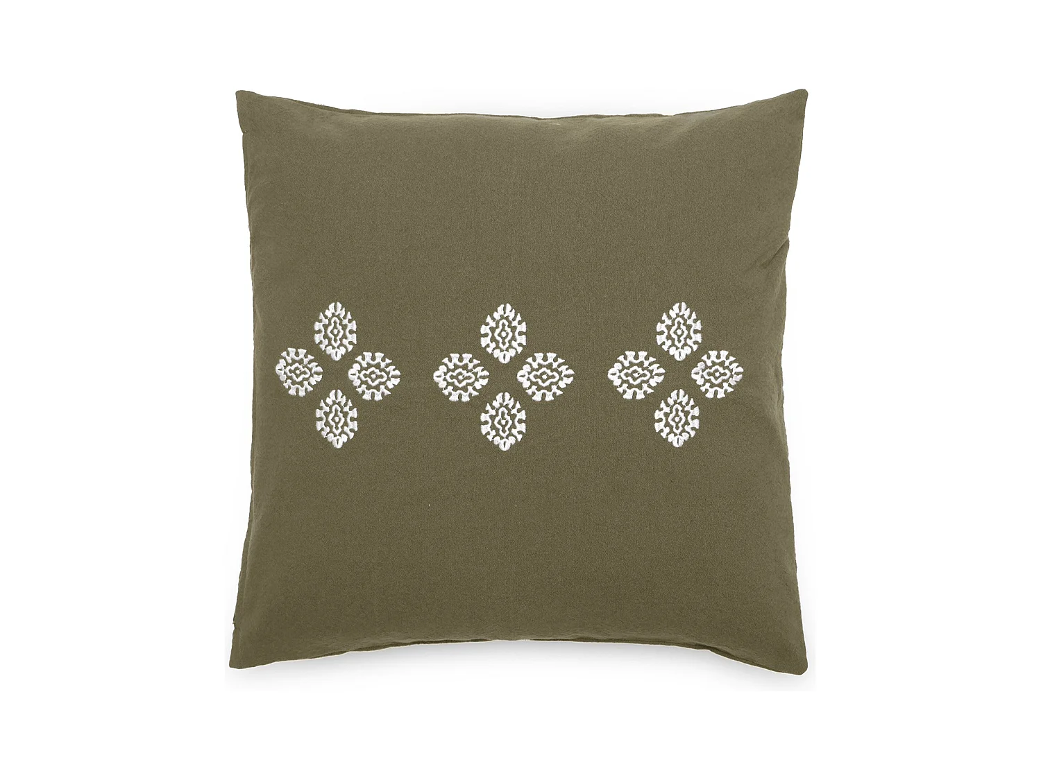 Housse de coussin pur coton teint lavé 45x45 cm BANDANAS vert mousse