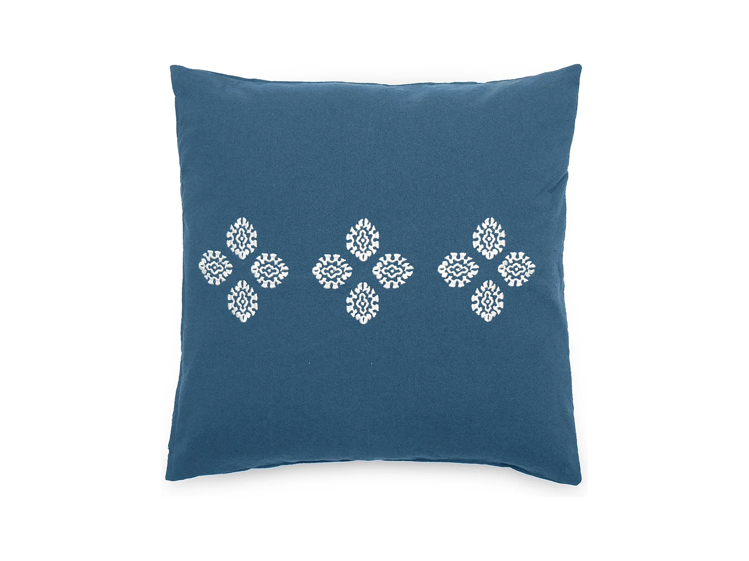 Housse de coussin pur coton teint lavé 45x45 cm BANDANAS bleu marine