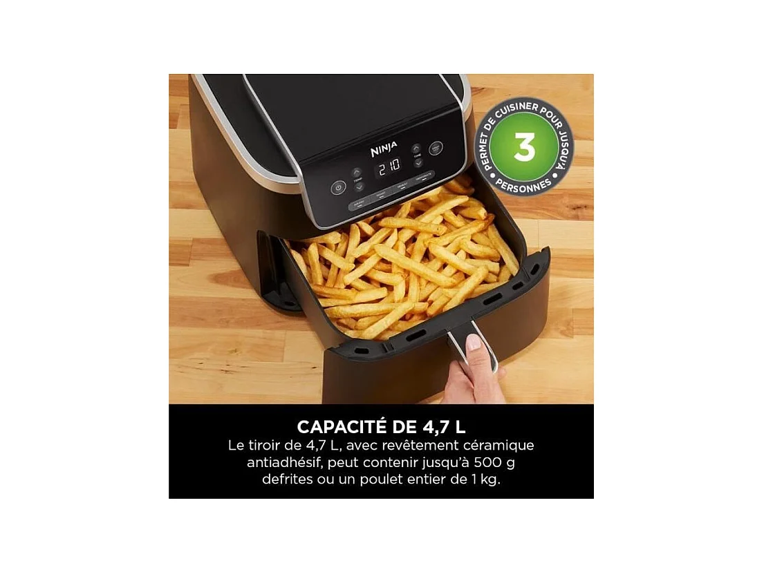 Friteuse sans huile - NINJA - AF140EU - PRO - 4,7 L - 28,5 x 36 x 26,5 cm - Noir