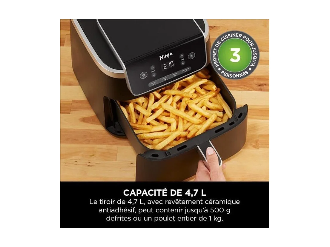 Friteuse sans huile - NINJA - AF140EU - PRO - 4,7 L - 28,5 x 36 x 26,5 cm - Noir