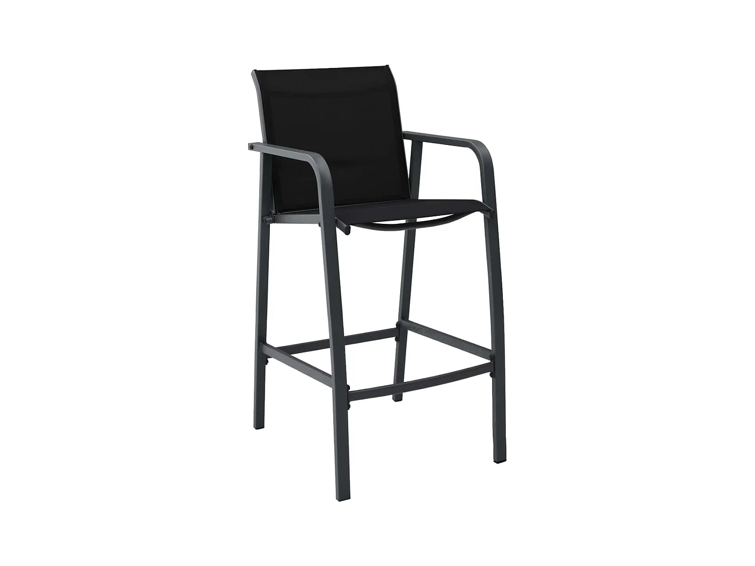 Lucien-Jules  Chaises de bar de jardin lot de 2 Noir Textilène