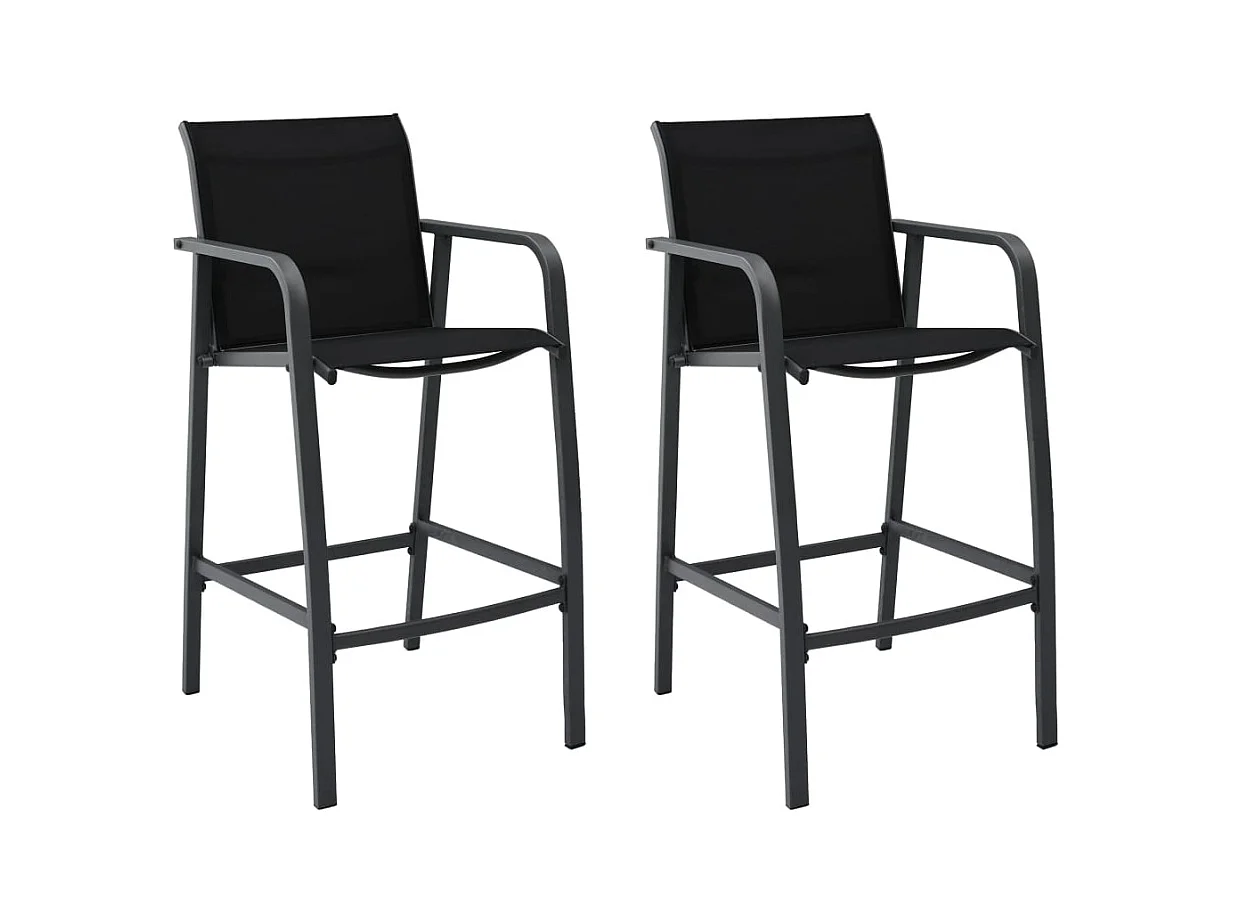 Lucien-Jules  Chaises de bar de jardin lot de 2 Noir Textilène