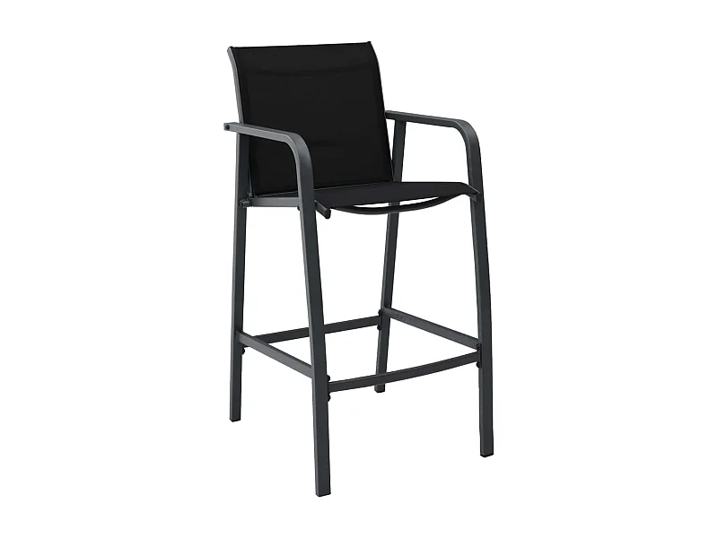 Lucien-Jules  Chaises de bar de jardin lot de 2 Noir Textilène