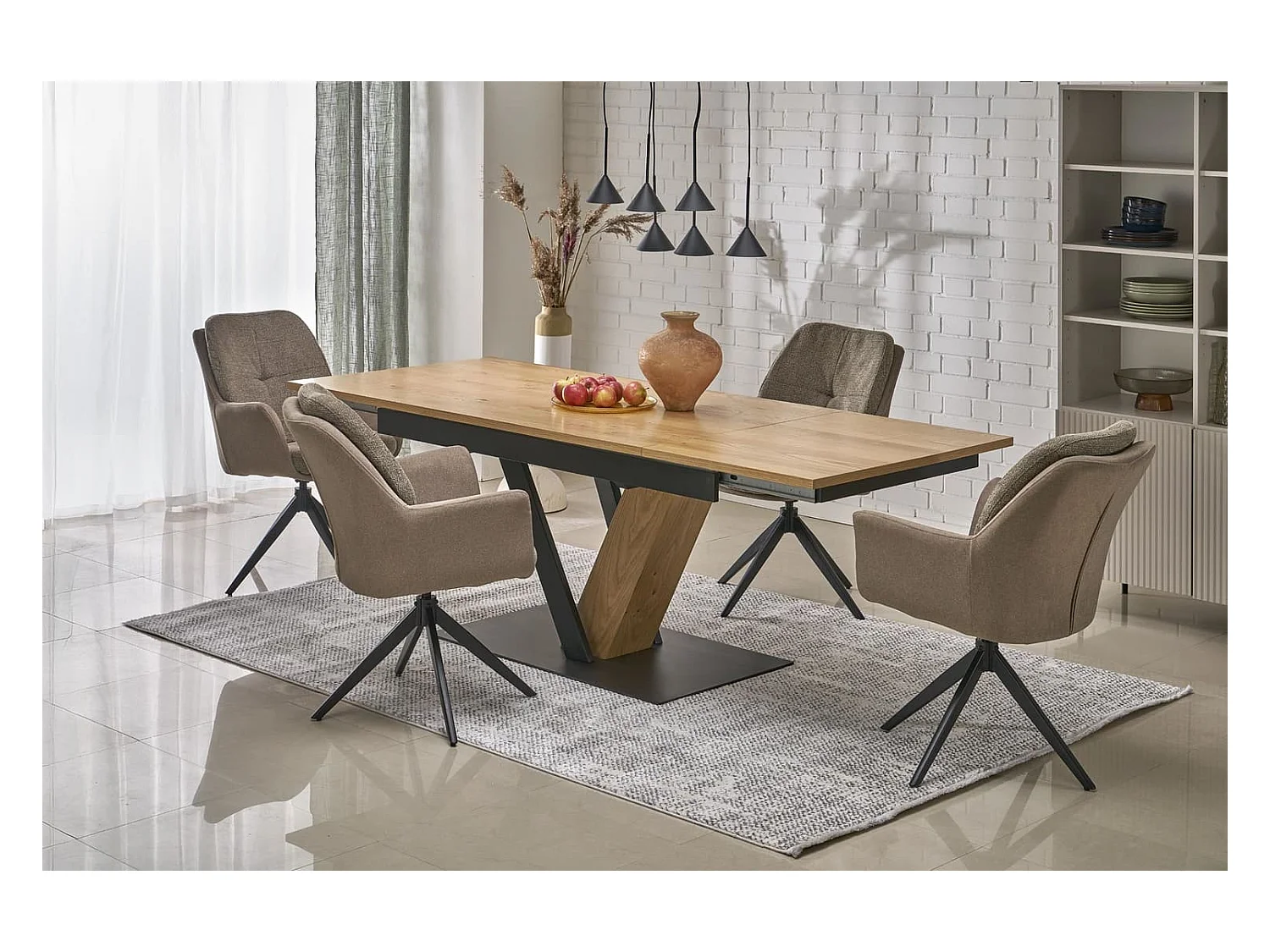 Esstisch Fanis-LuxAusziehbar/MDF+Furnier/Braun&Schwarz