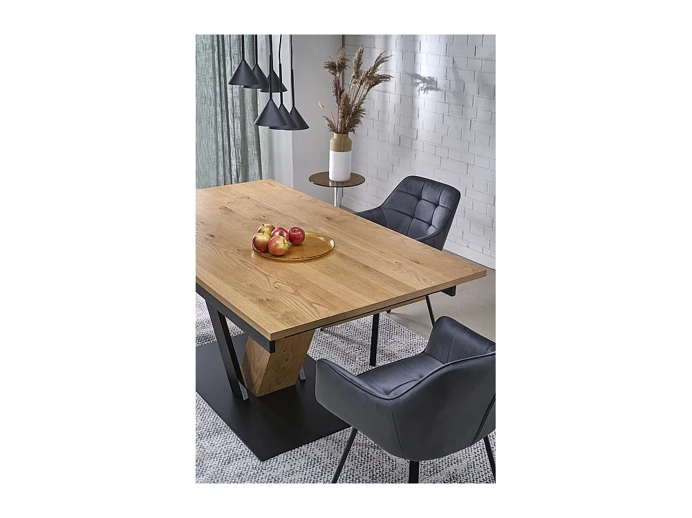 Esstisch Fanis-LuxAusziehbar/MDF+Furnier/Braun&Schwarz