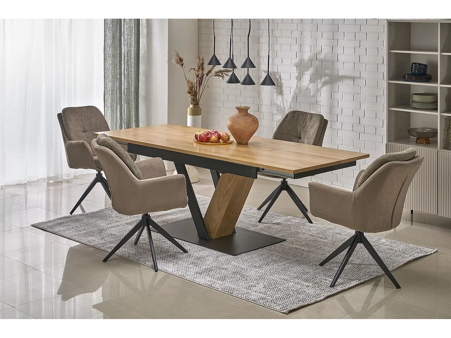 Esstisch Fanis-LuxAusziehbar/MDF+Furnier/Braun&Schwarz