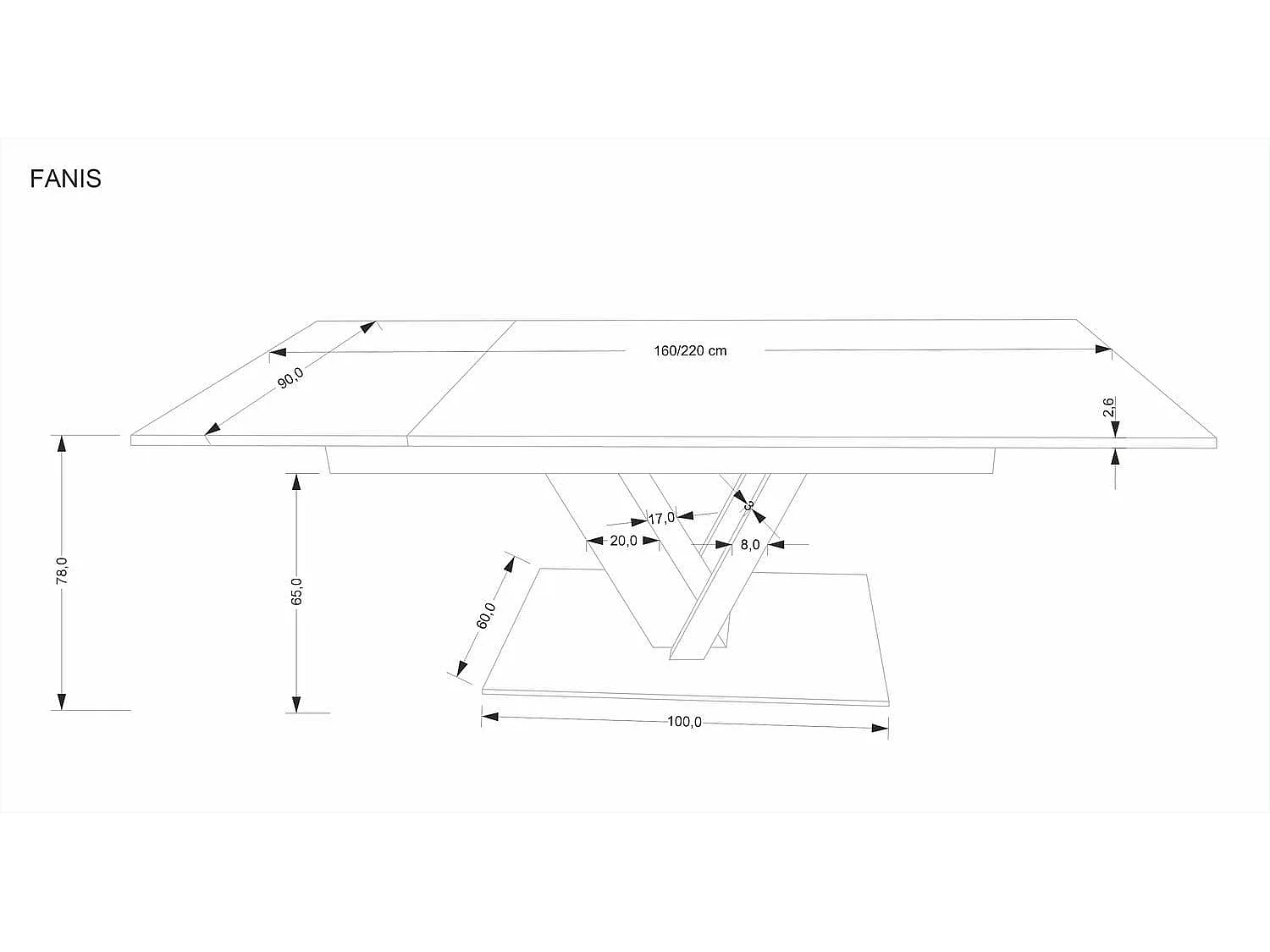 Esstisch Fanis-LuxAusziehbar/MDF+Furnier/Braun&Schwarz