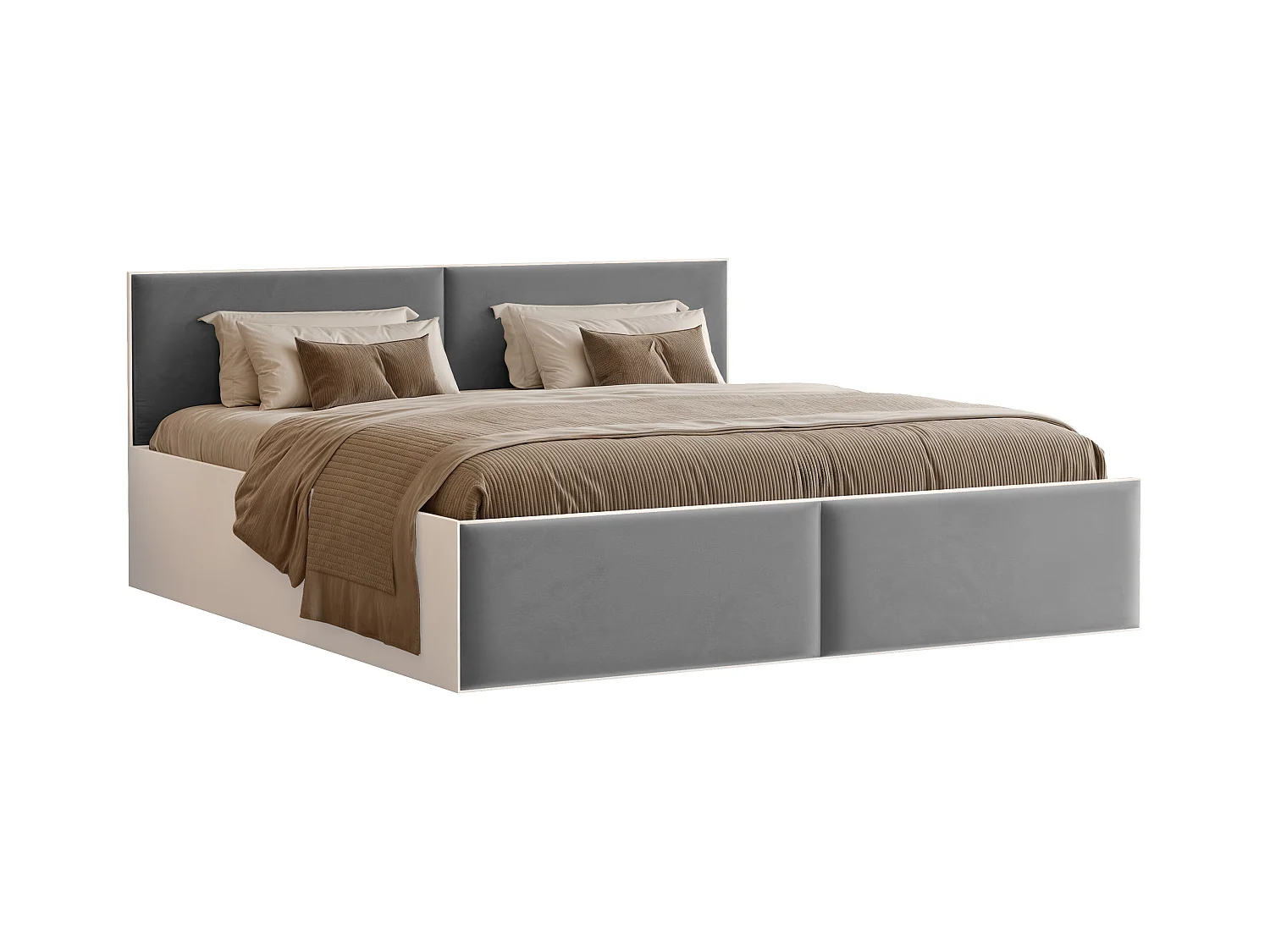 Lit tapissé ATHERIS avec coffre de rangement pour la literie | 160x200 Gris