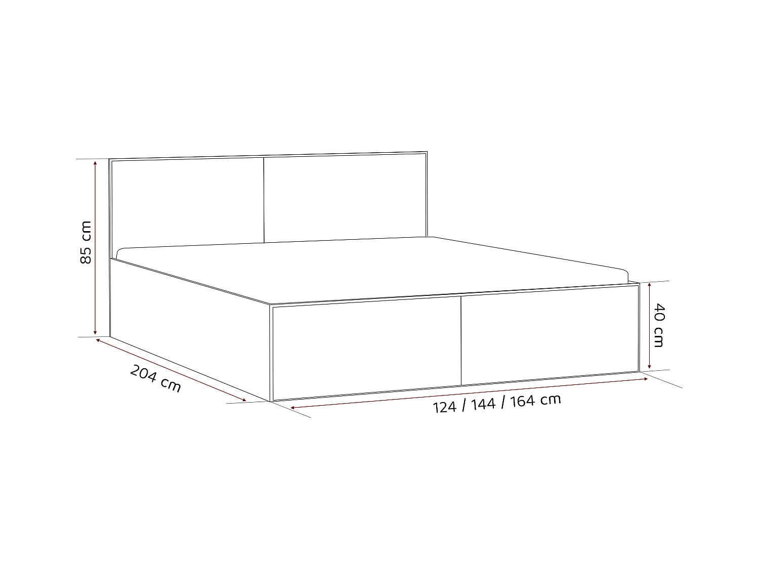 Lit tapissé ATHERIS avec coffre de rangement pour la literie | 140x200 Noir
