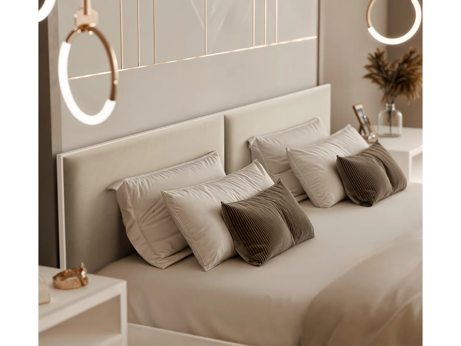 Lit tapissé ATHERIS avec coffre de rangement pour la literie | 120x200 Beige