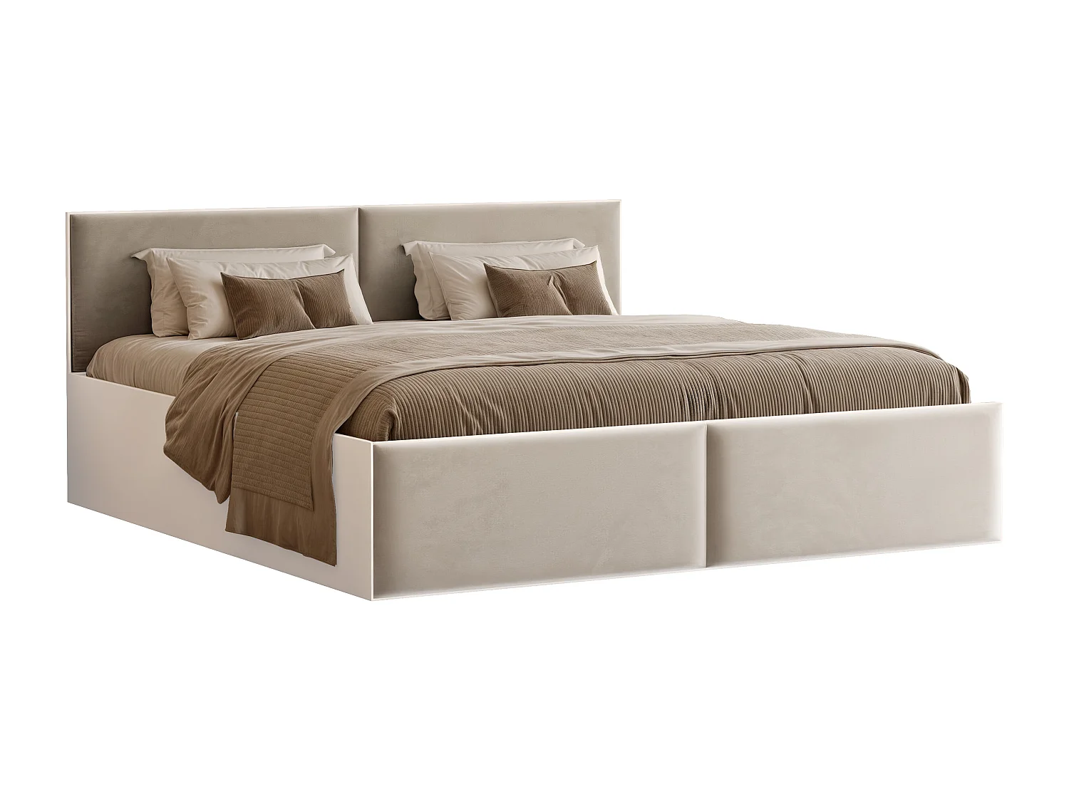 Lit tapissé ATHERIS avec coffre de rangement pour la literie | 120x200 Crème