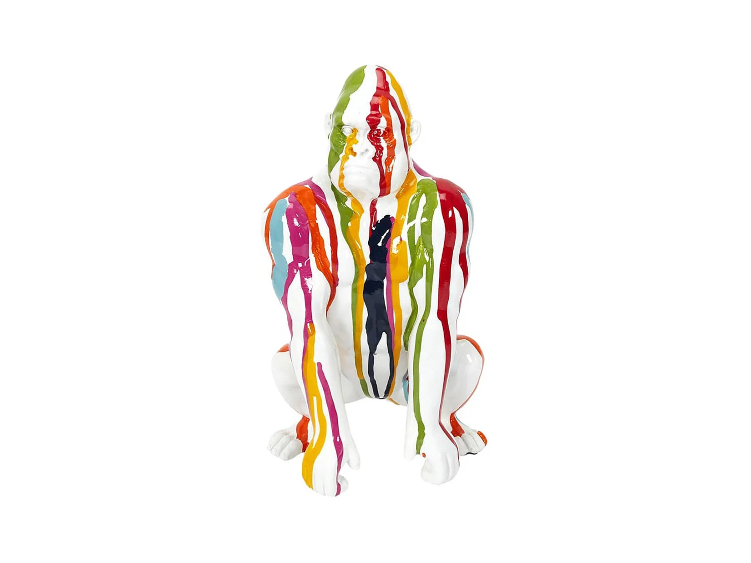Statue Gorille en Résine Multicolore Brillant H24cm
