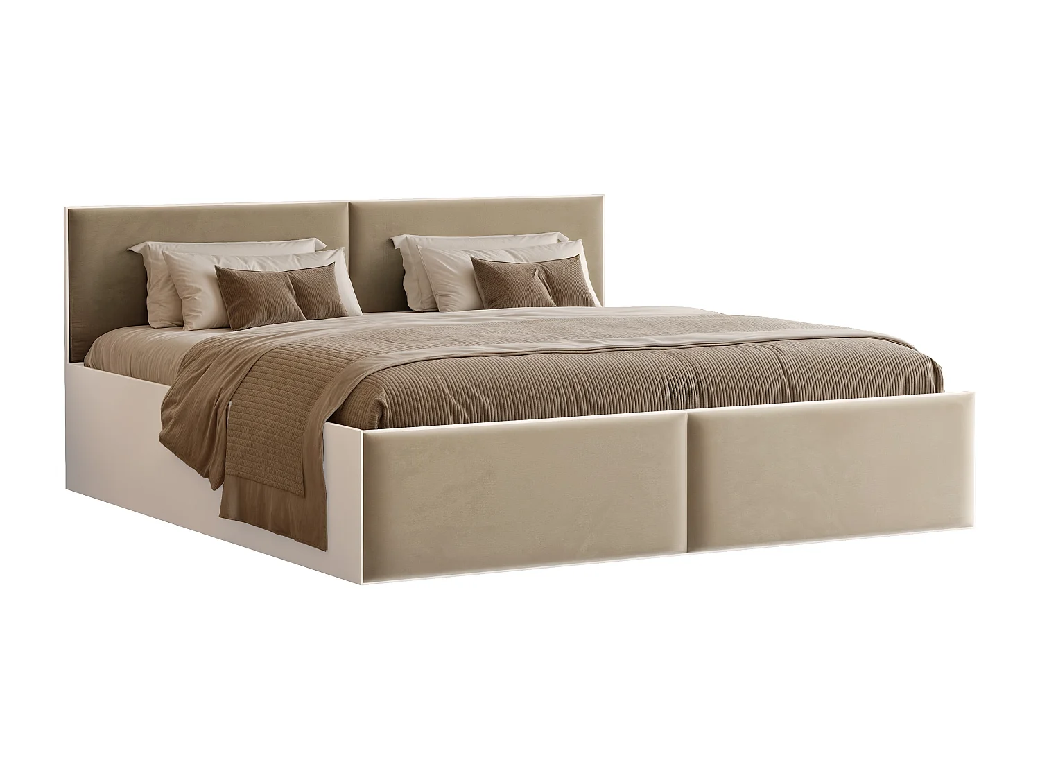 Lit tapissé ATHERIS avec coffre de rangement pour la literie | 160x200 Beige