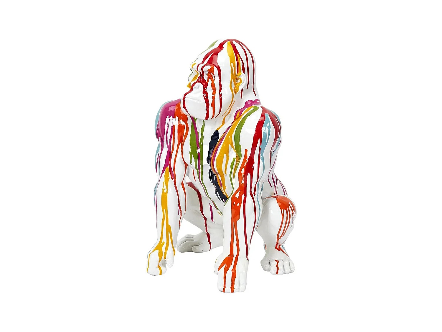 Statue Gorille en Résine Multicolore Brillant H46cm