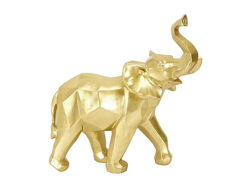 Statue Eléphant Géométrique Doré en Résine - RIUK