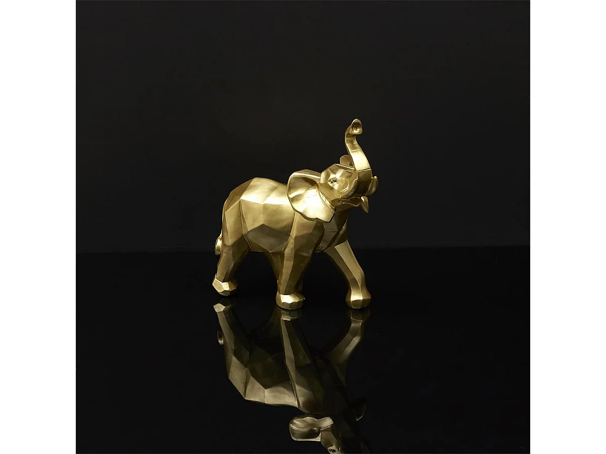 Statue Eléphant Géométrique Doré en Résine - RIUK