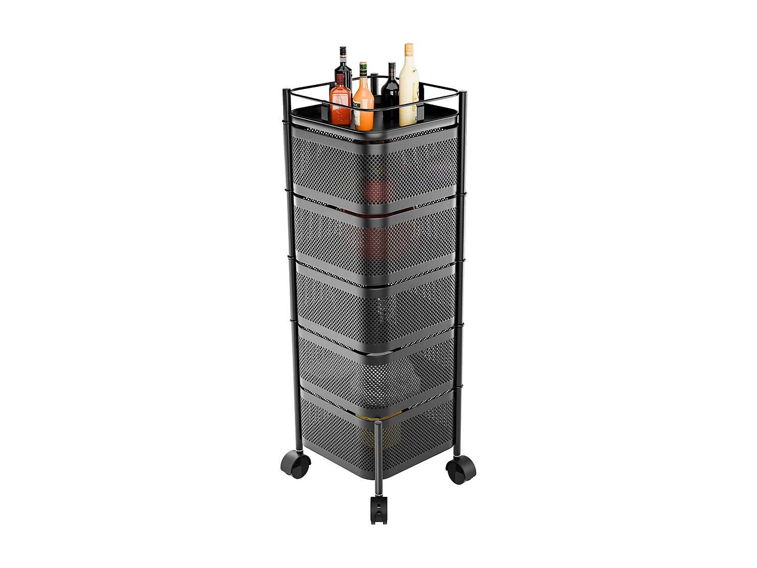Desserte de cuisine avec roues,5 niveaux, rotatif, pour salon et cuisine