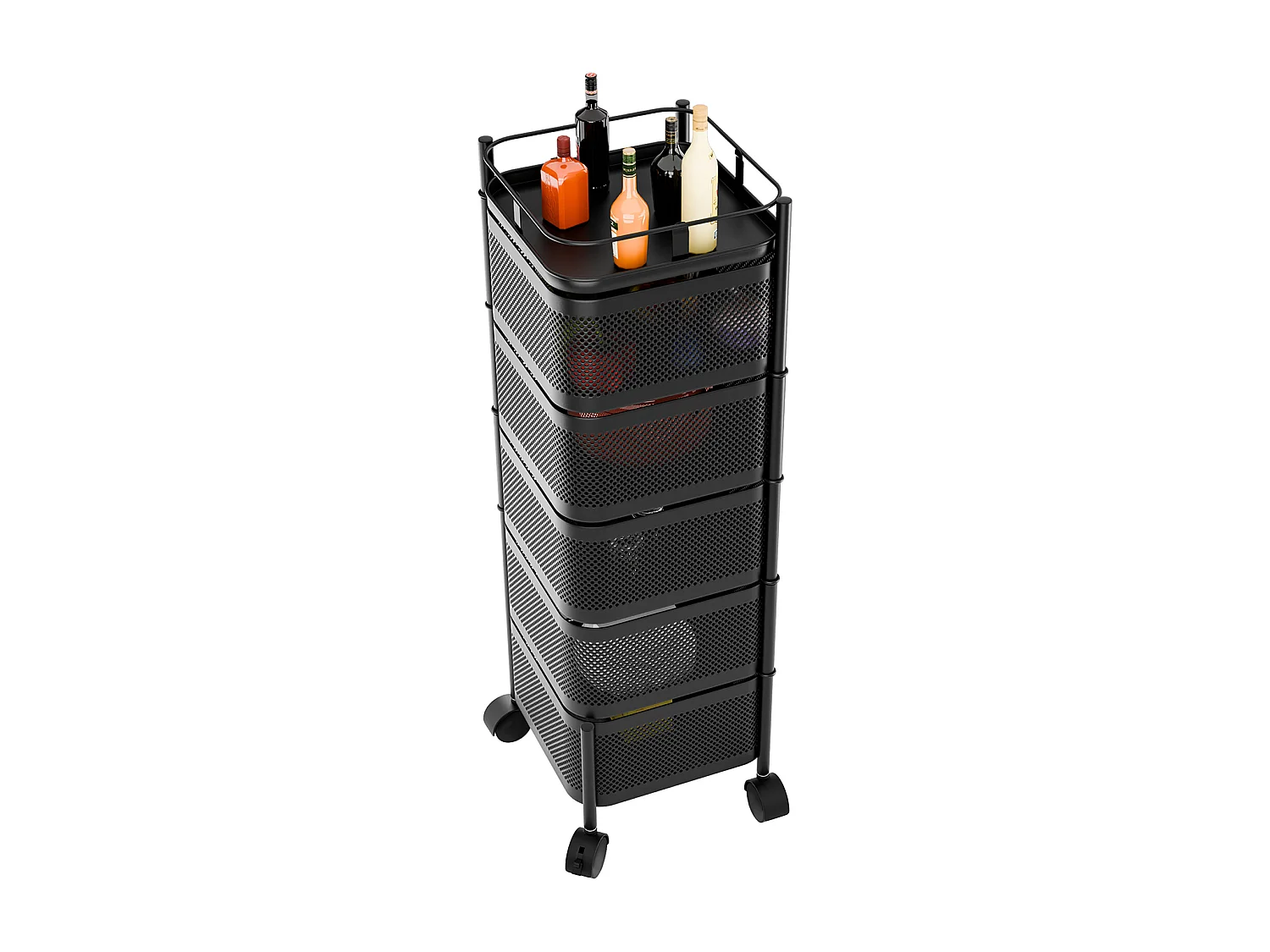 Desserte de cuisine avec roues,5 niveaux, rotatif, pour salon et cuisine