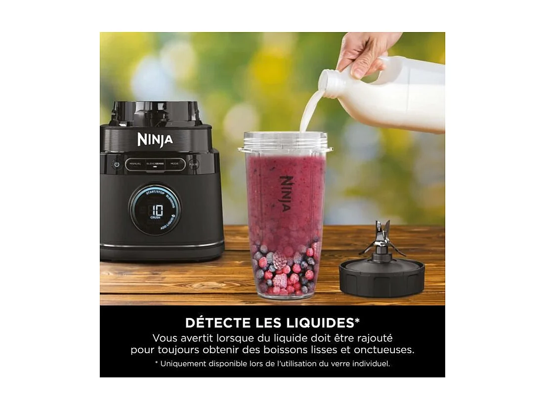 Mixeur Ninja Detect Power Blender Pro 1200W - 2-en-1 - 2L - 15 modes - 10 vitesses - Noir