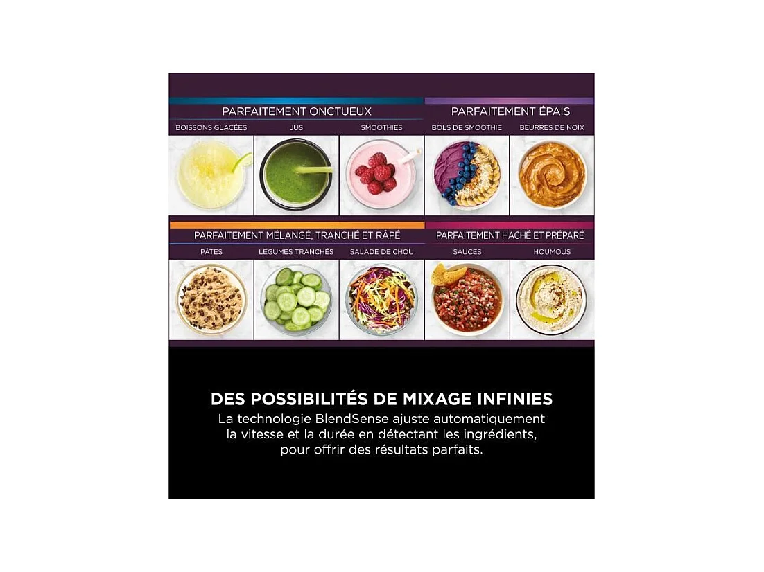 Mixeur Ninja Detect Power 3-en-1 TB401EU - 1200W - 20 modes - Bol 2L - Gobelet 680ml - Noir