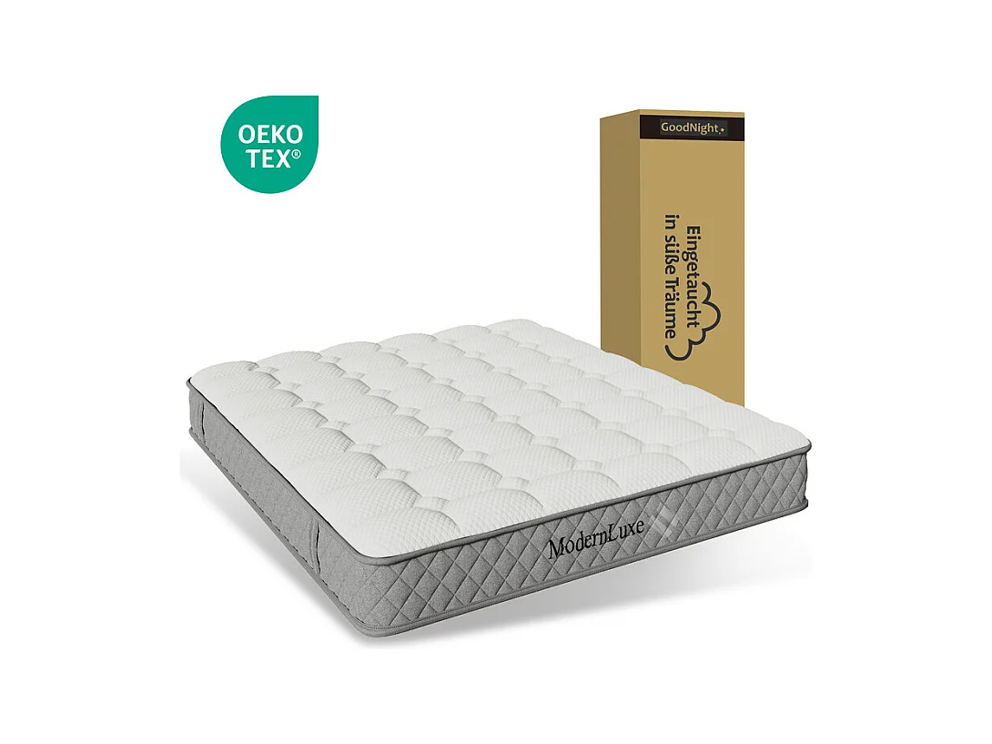 Matelas Orthopédique 140x200 cm anti-feu, avec 4 poignées, OEKO-TEX®, ép.20cm, Respirant, 7 Zones ressorts ensachés