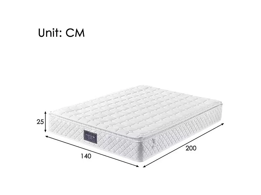 Matelas 140 x 200 cm en mousse froide, avec 7 zones ressorts ensachés et surmatelas intégré, ép.25cm, Oeko-Tex, Mi-Ferme