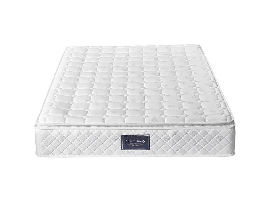 Matelas 140 x 200 cm en mousse froide, avec 7 zones ressorts ensachés et surmatelas intégré, ép.25cm, Oeko-Tex, Mi-Ferme