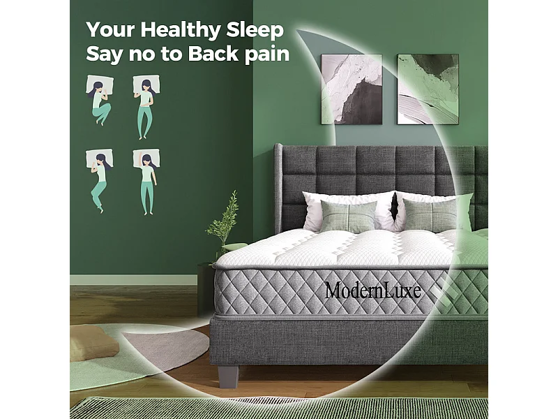 Matelas Orthopédique 120x200 cm anti-feu, avec 4 poignées, OEKO-TEX®, ép.20cm, Respirant, 7 Zones ressorts ensachés