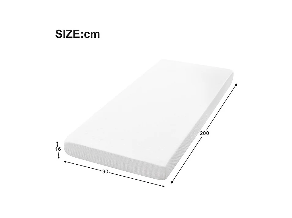 Matelas Mémoire de Forme 90x200 cm, avec surmatelas amovible, ép.16cm, Certifié Oeko-Tex, Respirant, Fermeté Moyenne