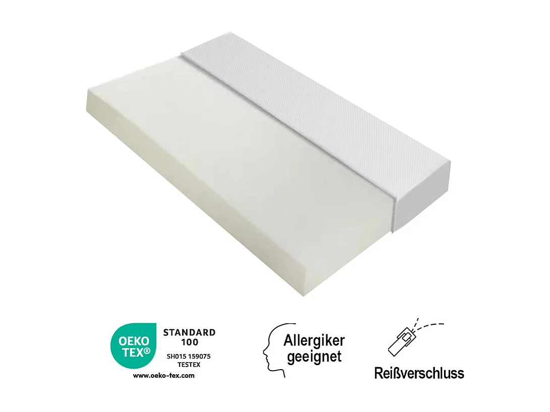 Matelas Mémoire de Forme 90x200 cm, avec surmatelas amovible, ép.16cm, Certifié Oeko-Tex, Respirant, Fermeté Moyenne